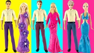 Play doh disney princess Barbie Aurora Rapunzel Elsa play doh dress up videos for kids [upl. by Atiragram]