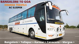 Bangalore To Goa  Canacona  Orange Travels  AC Sleeper Bus Vlog  Cabin Ride [upl. by Lieno]