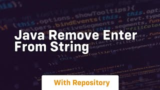 java remove enter from string [upl. by Ardelis]