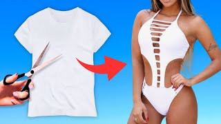 7 Ideias de Costura e Transformação de Roupas DIY Moda Praia e Biquínis para o Verão [upl. by Lunna406]