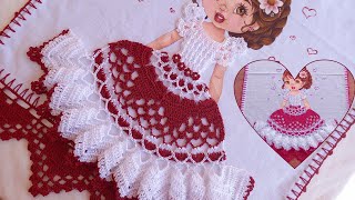 ❤ VESTIDO DE CROCHÊ PARA PANO DE PRATO CORAÇÃO ❤ [upl. by Eneryt]