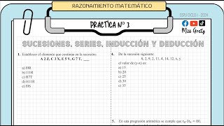 PRACTICA Nº3 SUCESIONES SERIES INDUCCIÓN Y DEDUCCIÓN CEPU CICLO I  2024 [upl. by Illona19]