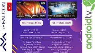 Specs Comparison TCL iFFALCON K72 vs K71 4K LED Android TV  Dolby Vision Atmos MEMC HDMI 21 eARC [upl. by Ellenohs]