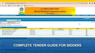 BPCL Bidders Complete Guide  Online Tender Guide [upl. by Engapmahc]