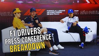 F1 Drivers Press Conference Brazil GP 2024  BREAKDOWN  Max amp Oscar [upl. by Subak]