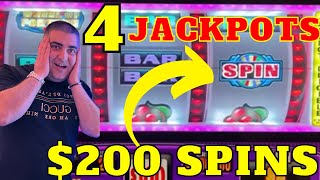 4 JACKPOTS On 200 Spin WHEEL OF FORTUNE Slot Machine [upl. by Aronas]