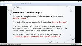 Informatica Powercenter Interview Q amp Aupdate without Update Strategy [upl. by Zeph]