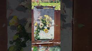 “White Roses” Plein Air Oil Painting  Memorial Park  Omaha Ne [upl. by Tirrag766]