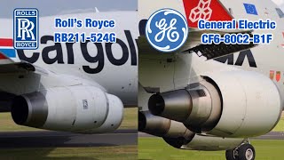 Engine spool ups 747 engine competition Rolls Royce RB211524G vs General Electric CF680C2B1F [upl. by Wira]