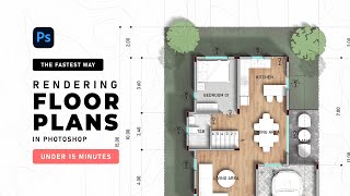 The FASTEST WAY of RENDERING FLOOR PLANS in Photoshop under 15 minutes [upl. by Hammock]