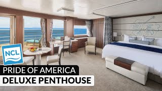 NCL Pride of America  Deluxe Penthouse with Large Balcony Tour amp Review 4K  Norwegian Category SA [upl. by Eceinert]