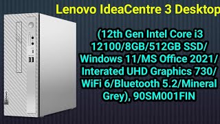 Lenovo IdeaCentre 3 Desktop 12th Gen Intel Core i3 121008GB512GB SSD [upl. by Oflodor246]