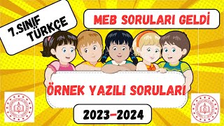 7 Sınıf Türkçe MEB Örnek Açık Uçlu Sorular  7 Sınıf Türkçe1 Dönem 1 Yazılı [upl. by Aihsinyt]