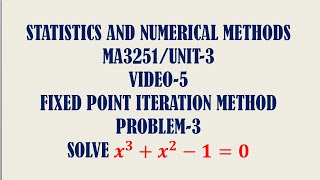 Fixed point Iteration Method  problem 3  Unit3  Video5 [upl. by Aihtenak308]