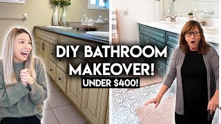 DIY BATHROOM MAKEOVER ON A BUDGET  RENTER FRIENDLY [upl. by Winou851]