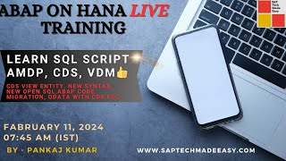 ABAP ON HANA DEMO  Training starts from 11th Feb at 0745AM  Registration link in Description box [upl. by Arikihs639]