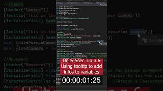 UnityTips 5sec n6 Tutorials for Beginners and Advanced Tooltip unitytips unitytutorial unity [upl. by Tavish898]