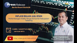 Perkembangan Indeks Harga KonsumenInflasi Juli 2024 Kabupaten Tabalong [upl. by Ahtamas]