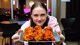 Pochas Buldak Korean Nuclear Fire Fried Chicken Challenge [upl. by Topping]