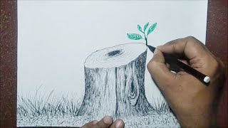 How to draw a new growing plant  drawing  Life in Nature II Kalpri Art [upl. by Av]