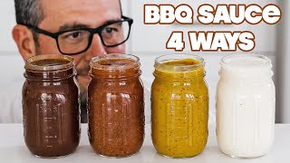 Making Homemade BBQ Sauce 4 Ways » Sweet  Vinegar  Mustard  White [upl. by Eissirhc]