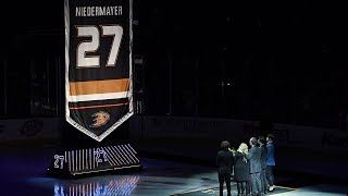 Ducks raise Scott Niedermayer’s No 27 to the rafters [upl. by Zandt305]