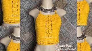 Cropped Halter Crochet renatavieiracroche [upl. by Ecertap784]