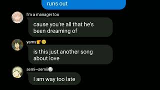 semishira lyric confession  haikyuu text  not another song about love by Hollywood ending [upl. by Adnoval]