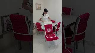 Part 5 set chair cushion tablecloth dining table and chair cover onepiece chair subcover wedding [upl. by Nerok927]