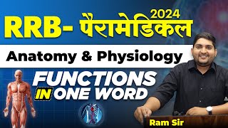 RRB Paramedical vacancy 2024🔴Anatomy amp Physiology 🔥 All Functions in one word [upl. by Attenahs]