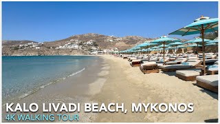 KALO LIVADI BEACH 4K WALKING TOUR  MYKONOS 2024 [upl. by Lozar]