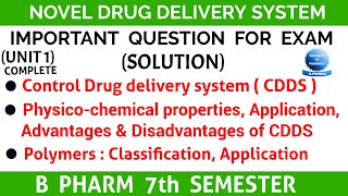 NDDS important question with solution ll Unit 1 ll Novel drug delivery system 7th semester ll [upl. by Alfons529]