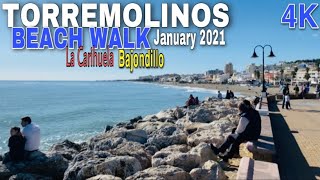 TORREMOLINOS BEACH WALK IN JANUARY 2021  Malaga Costa Del Sol🌞 Spain 4K [upl. by Euqinot438]