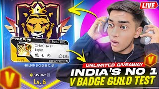 FREE FIRE LIVE V BADGE GUILD TESTING  UNLIMITED GIVEWAY  YOUTUBER KA GUILD guildtestlive fflive [upl. by Retswerb]