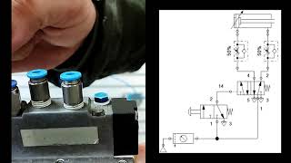 PRÁCTICA 2 CIRCUITO NEUMÁTICO USO DE VÀLVULA 5 2 MONOESTABLE CON ACCIONAMIENTO NEUMÀTICO [upl. by Acimat261]