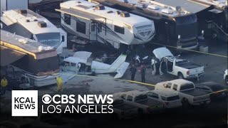 LA County firefighter jumps in to save passengers after plane crashes at Pomona Fairplex [upl. by Romelle420]