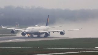 Airbus A340600 creating a WATER STORM  Lufthansa Airbus 340 DEPARTURE [upl. by Airamak666]