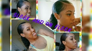 Natural Hair Sleek Ponytail with extentions [upl. by Yzdnil]