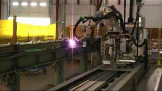 Plasma Cutting amp Spot Welding of Railcar Side Sill  Kawasaki Robotics [upl. by Notselrahc]