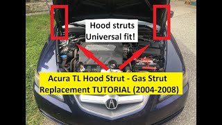 Front Hood Strut  Gas Lift Support Replacement TUTORIAL Acura TL [upl. by Cavil]