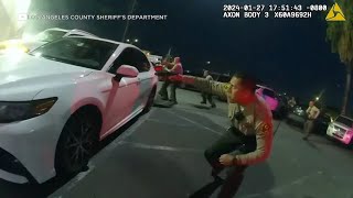 Video shows LA County deputies unleash hail of gunfire on armed man [upl. by Attenreb]