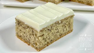 Delicious Banana Cake with Cream Cheese Frosting Recipe [upl. by Enytsirhc]