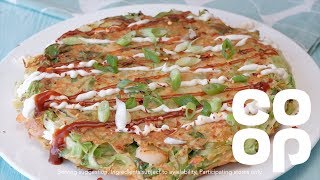 Coop  How to Make Okonomiyaki Japanese Pancake [upl. by Dnamron]