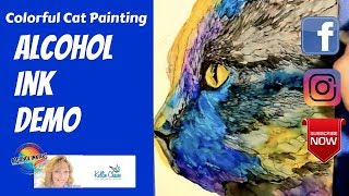 Alcohol Ink Cat Painting on Yupo Paper  Time Lapse Demo [upl. by Barcellona]