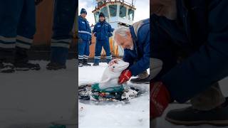 A baby whale cries out pleading with the ships crew to free it from the nets grasp sealife [upl. by Vivie229]