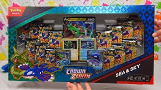 Pokemon Crown Zenith Sea amp Sky Premium Collection  Kyogre amp Rayquaza  Pokemon Cards and Chill [upl. by Aicilla]