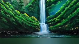 Natures Beauty on Canvas  Forest River and Waterfall Painting [upl. by Butterfield414]