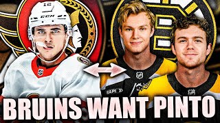 BOSTON BRUINS WANT SHANE PINTO… TRADE PACKAGE W OTTAWA SENATORS NHL Rumours 2023 Lysell Beecher [upl. by Nacul794]