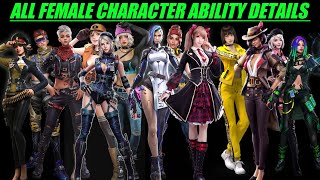 Free Fire All Female character ability details in 2022  All female character ability test [upl. by Kristopher]