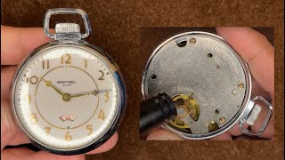 Ingraham Sentinel Click USA Pocket Watch Movement sound Appearance crown etc [upl. by Selda]